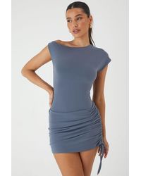 MissPap - Off Shoulder Ruched Mini Dress - Lyst