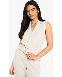Boohoo - Belted Shoulder Pad Waistcoat - Lyst