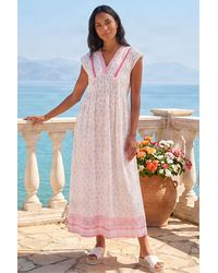 Roman - Paisley Lace Trim Midi Dress - Lyst