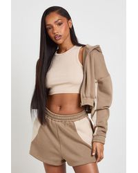 Boohoo - Contrast Panel Zip Through Hooded Short Tracksuit - Lyst