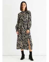 Gini London - Animal High Neck Satin Midi Dress - Lyst