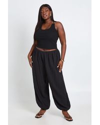 Boohoo - Plus Cheesecloth Elasticated Waist Balloon Trouser - Lyst