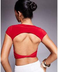 Missy Empire - Double Layered Slinky Open Back Twist Detail Top - Lyst