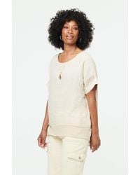 Izabel London - Relaxed Mesh Trim 1/2 Sleeve Top - Lyst