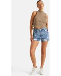 Urban Bliss - Split Hem Ripped Denim Shorts - Lyst