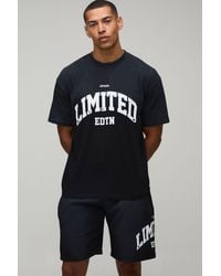 BoohooMAN - Oversized Spray Wash Limited Edition Printed T-Shirt & Short Set - Lyst