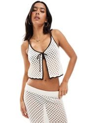 Miss Selfridge - Knitted Tie Front Cami Top Beach Co Ord - Lyst