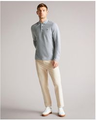 Ted Baker - Fulhumm Long-Sleeved Polo Shirt, Light Cotton - Lyst