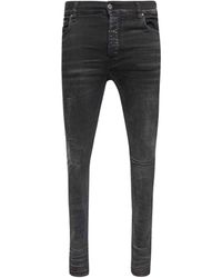 Amiri - Slim Fit Distressed Logo Aged Denim Jeans Cotton - Lyst