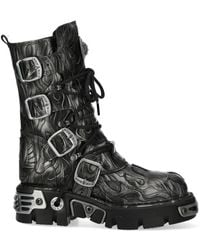 New Rock - M-591-C63 Mid-Calf High Steel Leather Metallic Gothic Boots - Lyst