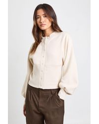 Boohoo - Balloon Sleeve Cinched Waist Popper Sweatshirt - Lyst