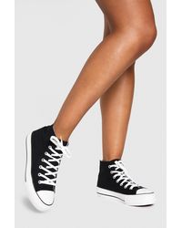 Boohoo - High Top Platform Lace Up Trainers - Lyst