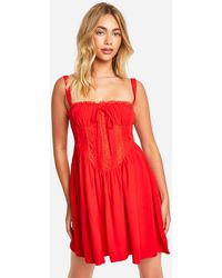 Boohoo - Lace Corset Smock Dress - Lyst
