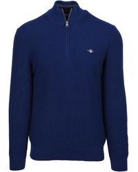 GANT - Micro Textured Half Zip Knitwear Rich - Lyst