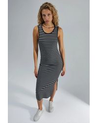 Hiccup - Striped Crew Neck Bodycon Midi Dress - Lyst