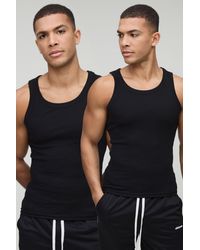 BoohooMAN - 2 Pack Muscle Fit Basic Vests - Lyst