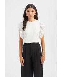 Hiccup - Round Neck Blouse With A Sleeve Detail - Lyst
