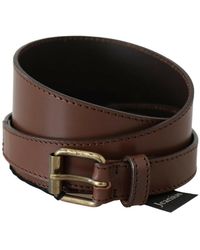 Plein Sud - Bruine Echte Leren Rustieke Metalen Gesp Riem - Lyst