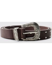 BoohooMAN - Pu Western Buckle Belt - Lyst