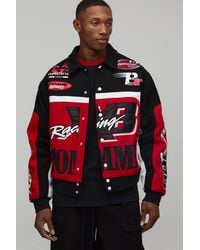 BoohooMAN - Boxy Fit Twill Homme Moto Bomber Jacket - Lyst