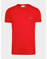 Lacoste - Crew Neck Pima Cotton Jersey T-shirt In Rood - Lyst