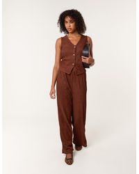 Blue Vanilla - Crinkle Elasticated Waist Wide Leg Trousers - Lyst