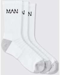 BoohooMAN - Active Cushioned Training Crew 3 Pack Socks - Lyst