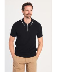 Kensington Eastside - Cotton Short Sleeve Zip Neck Polo Shirt - Lyst