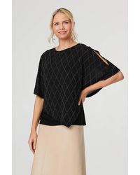 Izabel London - Geo Print Cut-Out 1/2 Sleeve Blouse - Lyst