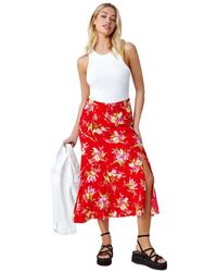 D.u.s.k - Floral Asymmetric Frill Midi Skirt - Lyst