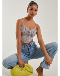 Pink Vanilla - Ditsy Floral Tie Front Corset Top - Lyst