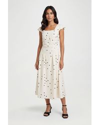 Wallis - Polka Dot Ottoman Twill Midi Dress - Lyst