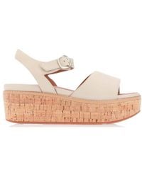 Fitflop - 's Fit Flop Eloise Leather Back-strap Wedge Sandals In Stone - Lyst