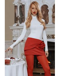Boohoo - Crepe Twist Rose Detail Mini Skirt - Lyst