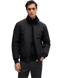 BOSS - Chymero Solid Patterned Ribbed Cuff Bomber Jacket - Lyst