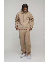 BoohooMAN - Regular Fit Harrington And Relaxed Trouser Scuba Set - Lyst