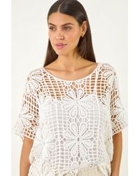 Roman - Floral Crochet Knit Top - Lyst