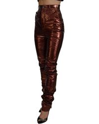 Dolce & Gabbana - Skinny Fit Leren Jeans Met Hoge Taille Voor Dames - Lyst