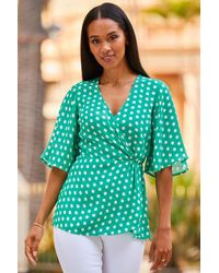 Sosandar - Spot Print Wrap Front Top Viscose - Lyst
