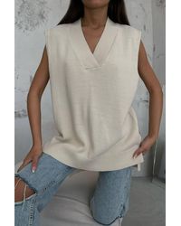 Hiccup - V Neck Sleeveless Oversized Sweater - Lyst