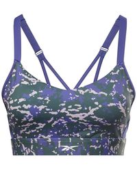 Reebok - Lux Speckle Modern Safari Strappy Medium Impact Sports Bra - Lyst