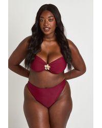 Boohoo - Plus Trim Bandeau Bikini Top And High Leg Bottom - Lyst