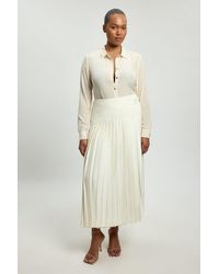 Karen Millen - Plus Size Satin Tux Tailored Pleated Skirt - Lyst