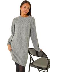 Roman - Petite Embellished Faux Pearl Knit Dress - Lyst