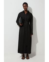 Karen Millen - Viscose Linen Woven Belted Shirt Dress - Lyst