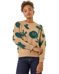 Roman - Fluffy Floral Knit Jumper - Lyst