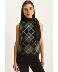 Bianco Lucci - Thick Ribbed Knitwear Sweater Vest With Turtleneck - Lyst