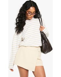Boohoo - Woven Button Wrap Skort - Lyst