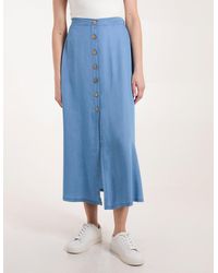 Blue Vanilla - Vanilla Tencel Button Front Midi Skirt - Lyst