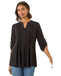 Roman - Pintuck Button Stretch Top - Lyst